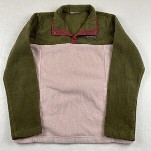 Columbia 1/4 Snap Up Fleece Pullover Girls L (14-16) Pink Brown Sweater